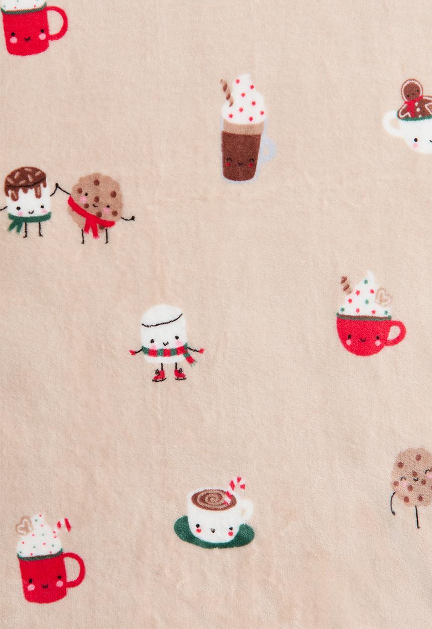 H&M - Patterned fleece blanket - beige/hot chocolate