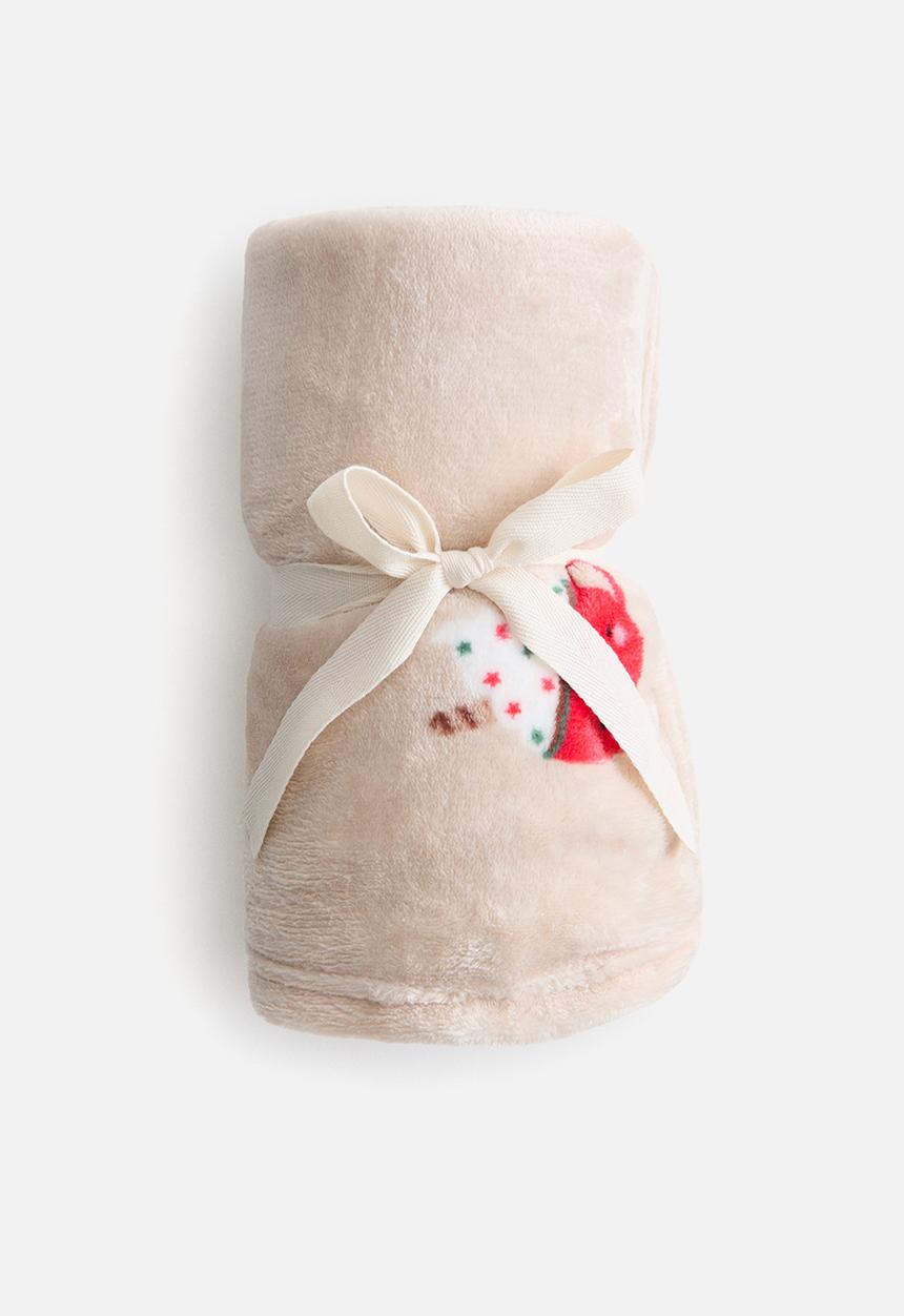 H&M - Patterned fleece blanket - beige/hot chocolate