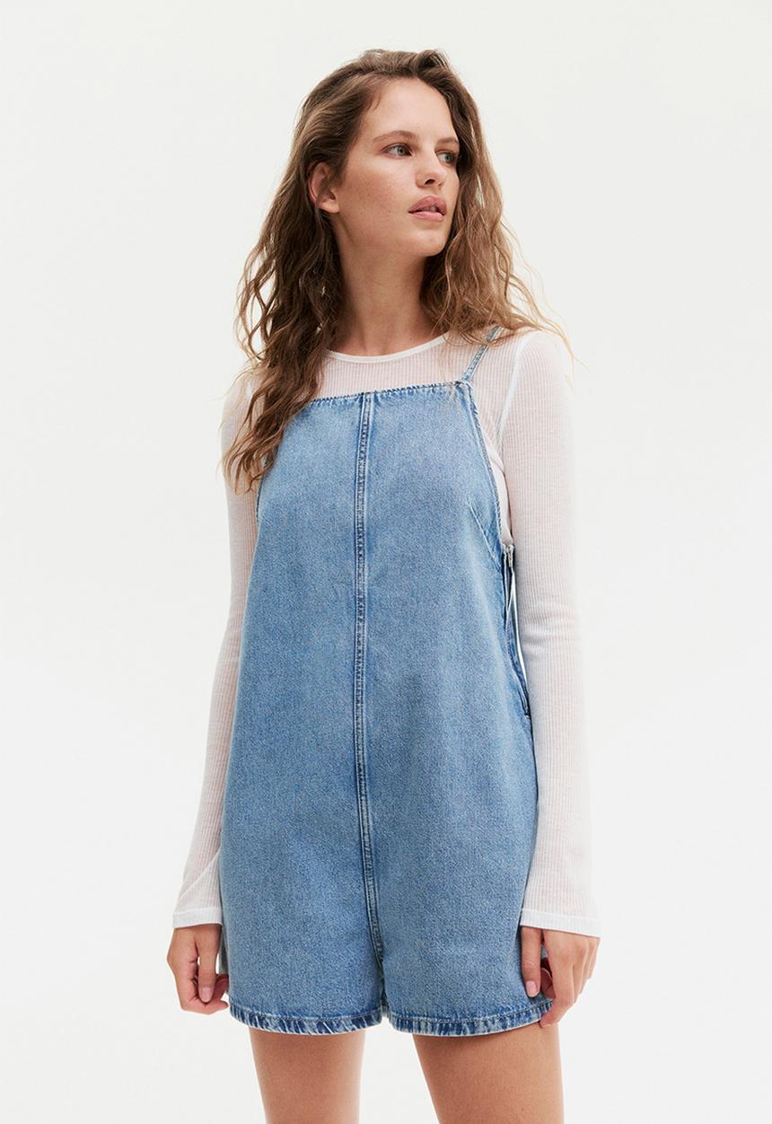 Square-neck playsuit - denim blue - 1274416002