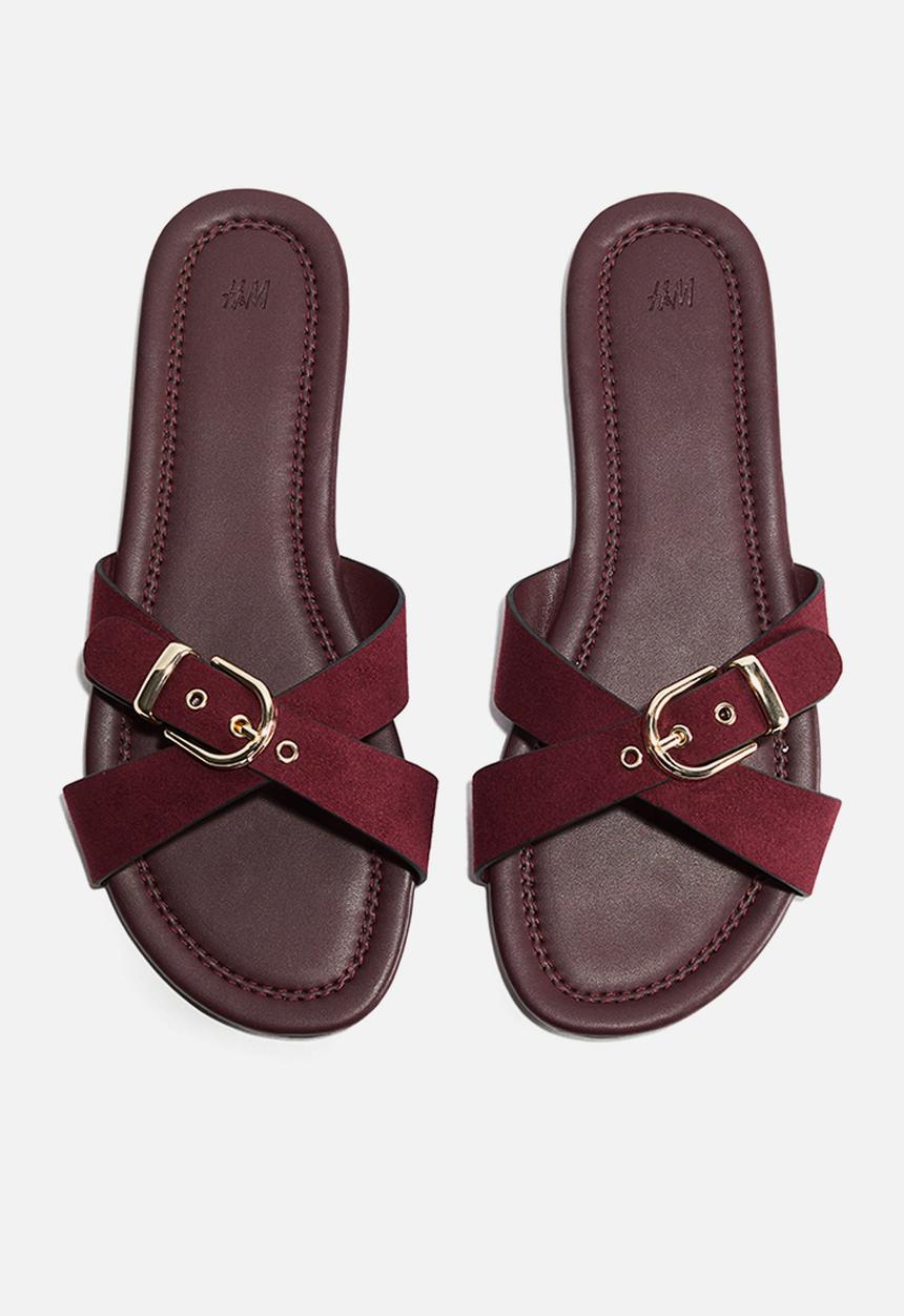 H&M - Crossover-strap sandals - burgundy