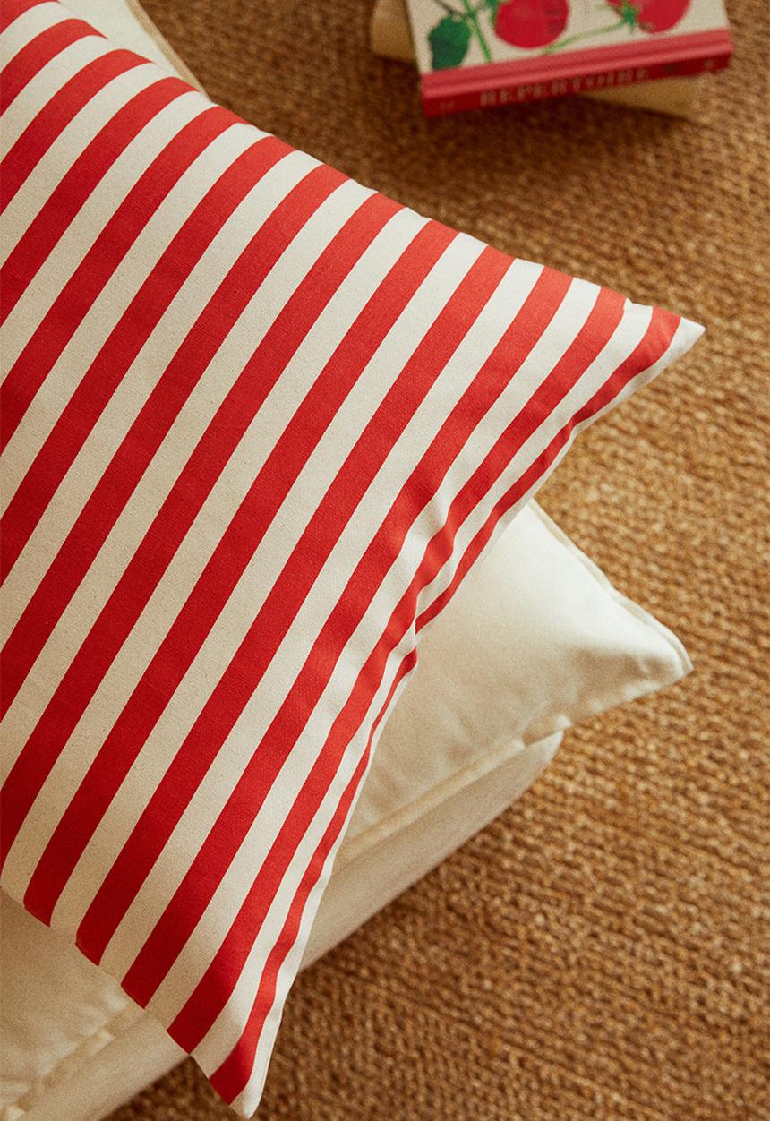 H&M - Outdoor cushion cover - red/striped