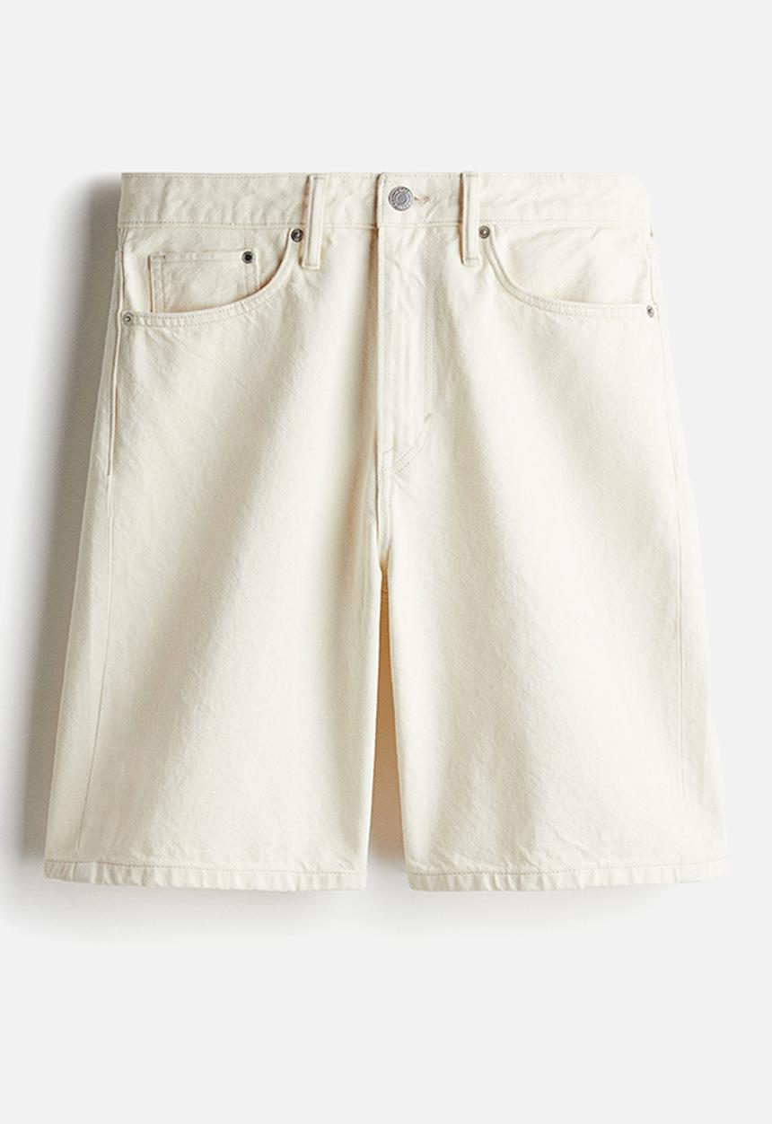 H&M - Relaxed denim shorts - cream 