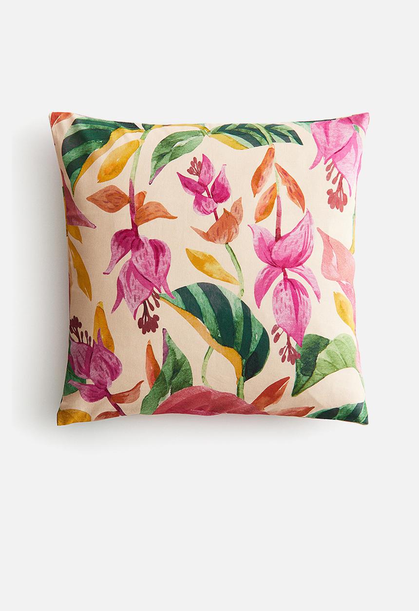 H&M - Patterned cushion cover - peach pink/floral 