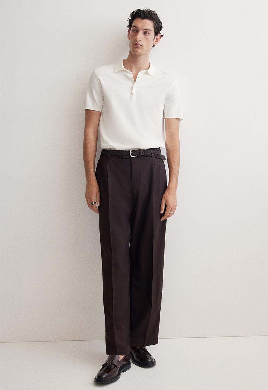 H&M - Regular fit fine-knit polo shirt - white