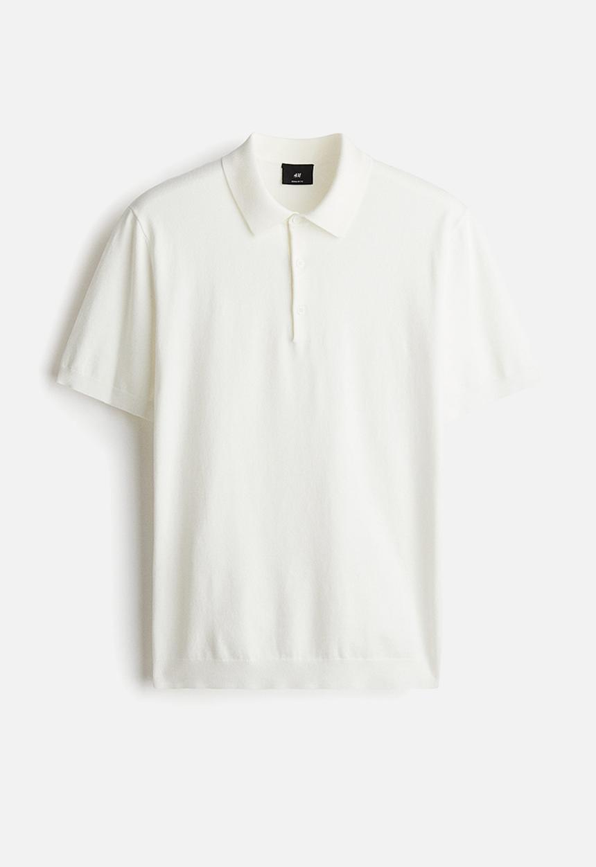 H&M - Regular fit fine-knit polo shirt - white
