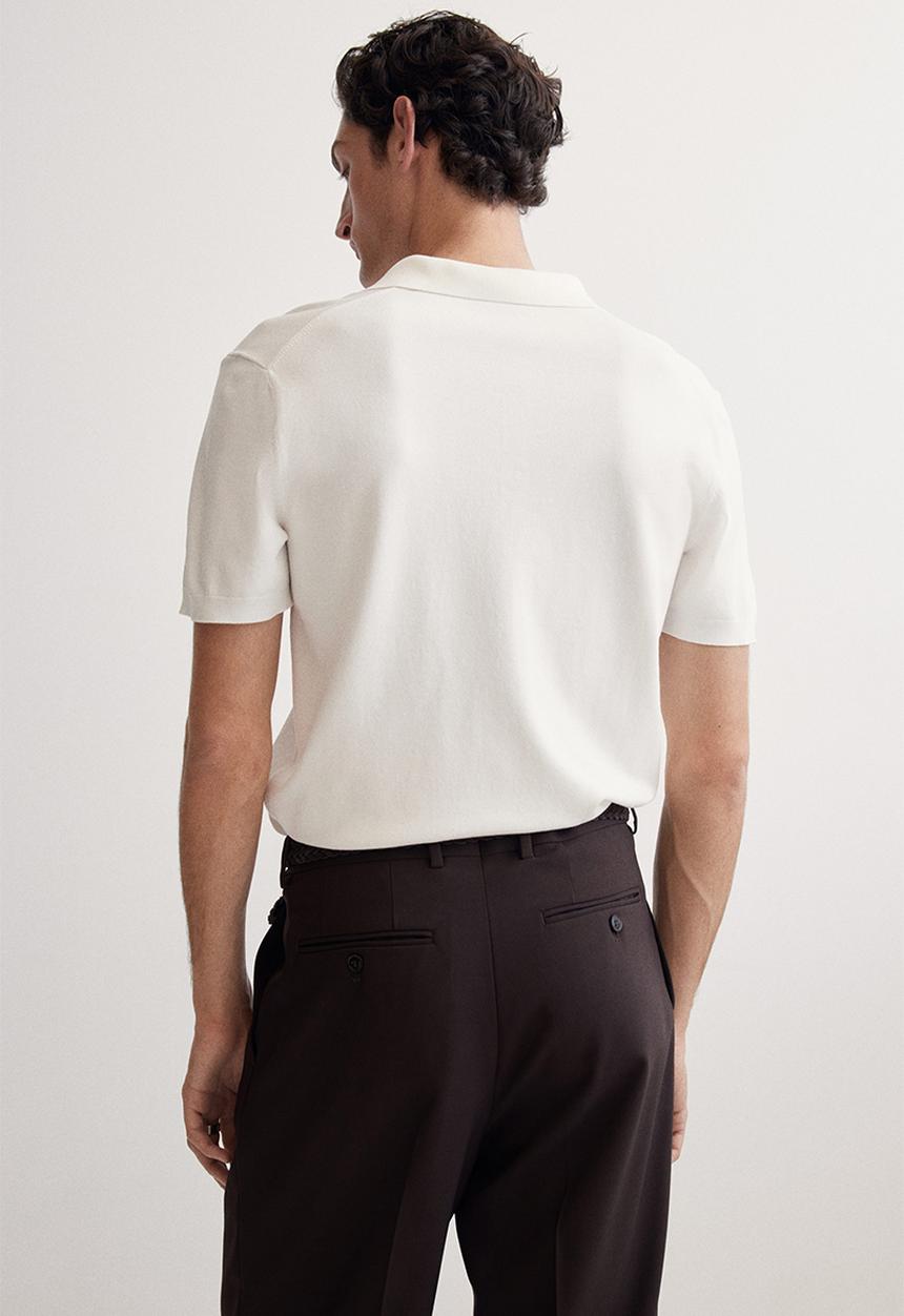 H&M - Regular fit fine-knit polo shirt - white