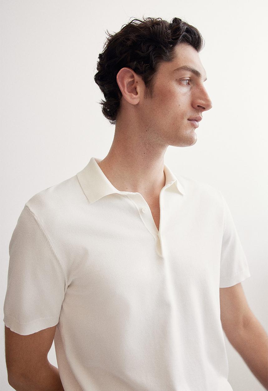 H&M - Regular fit fine-knit polo shirt - white