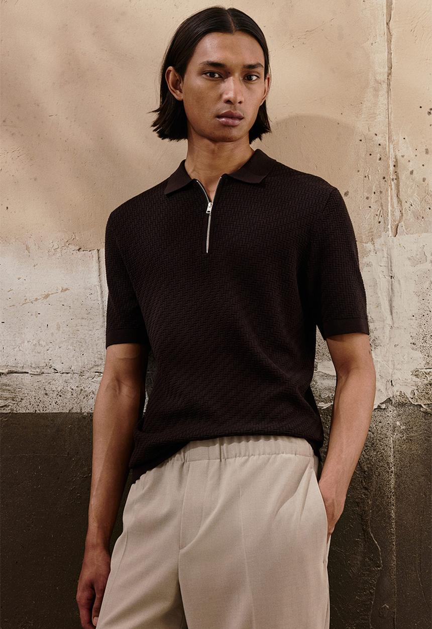 H&M - Slim fit polo shirt - dark brown