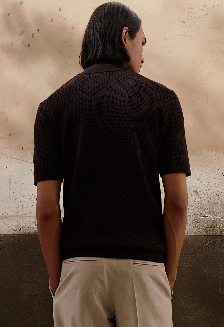 H&M - Slim fit polo shirt - dark brown