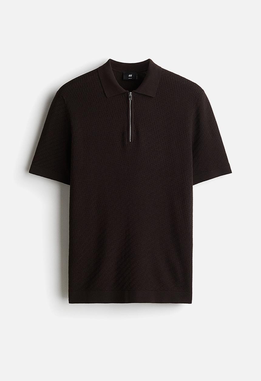 H&M - Slim fit polo shirt - dark brown