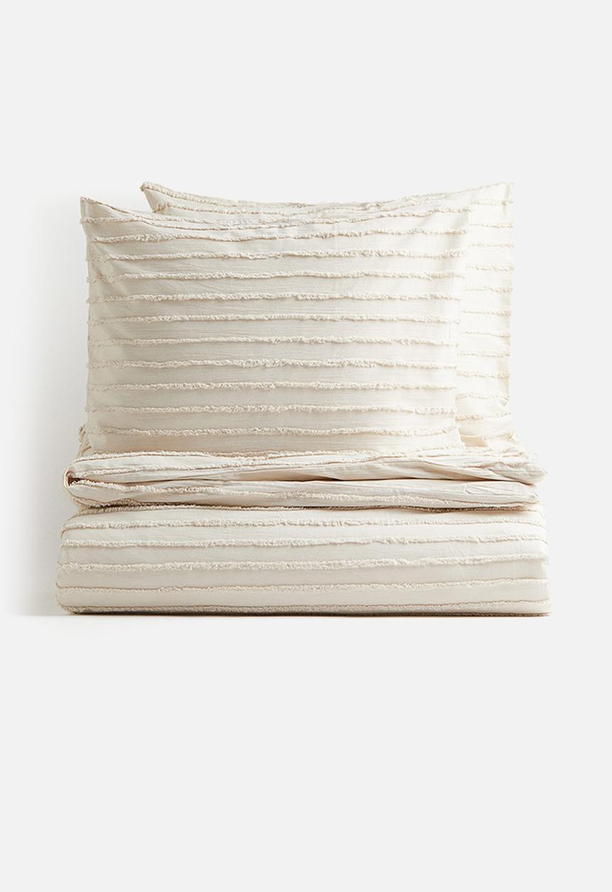 H&M - Tufted double/king duvet cover set - light beige 