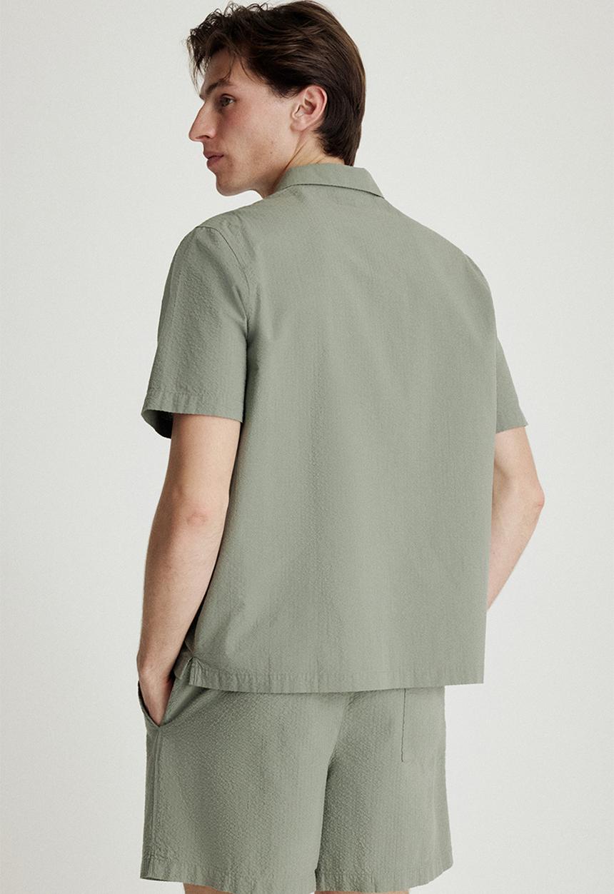 H&M - Seersucker pyjama shirt and shorts - green