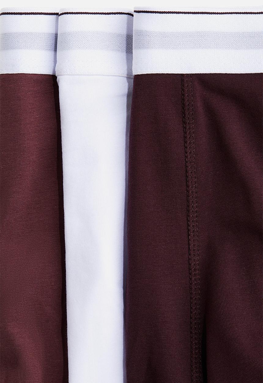 H&M - 3-Pack short trunks with lycra® - burgundy/white 