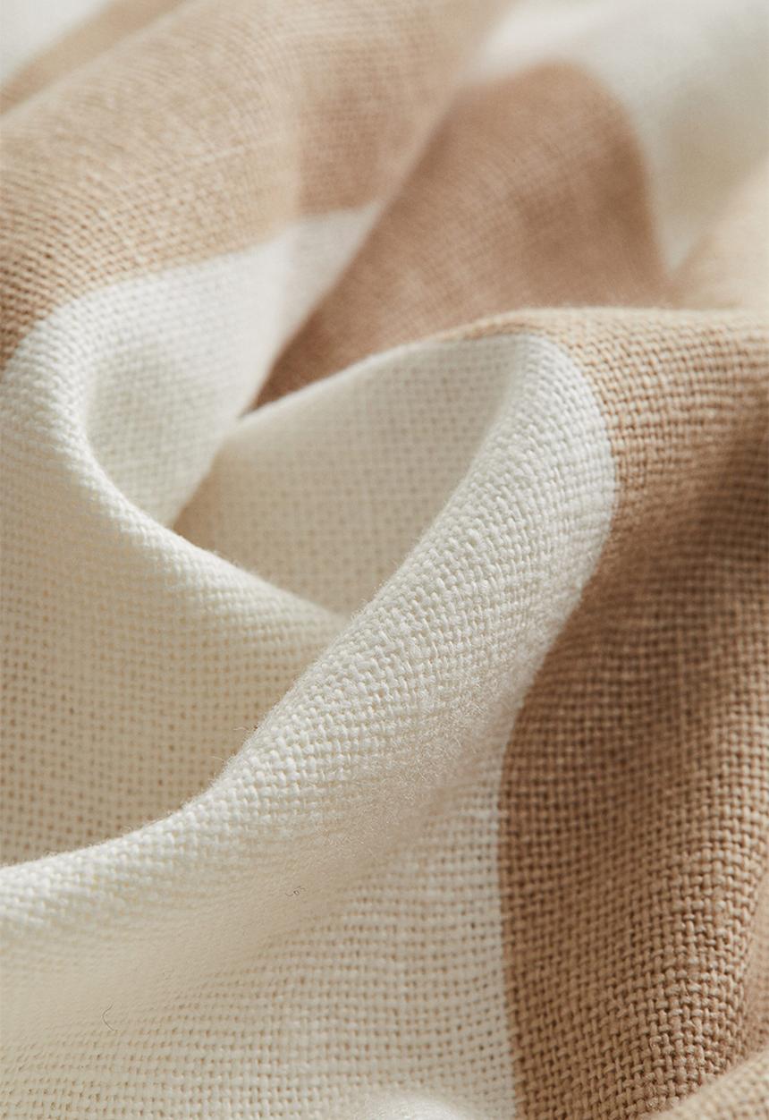 H&M - Linen-blend cushion cover - beige/striped