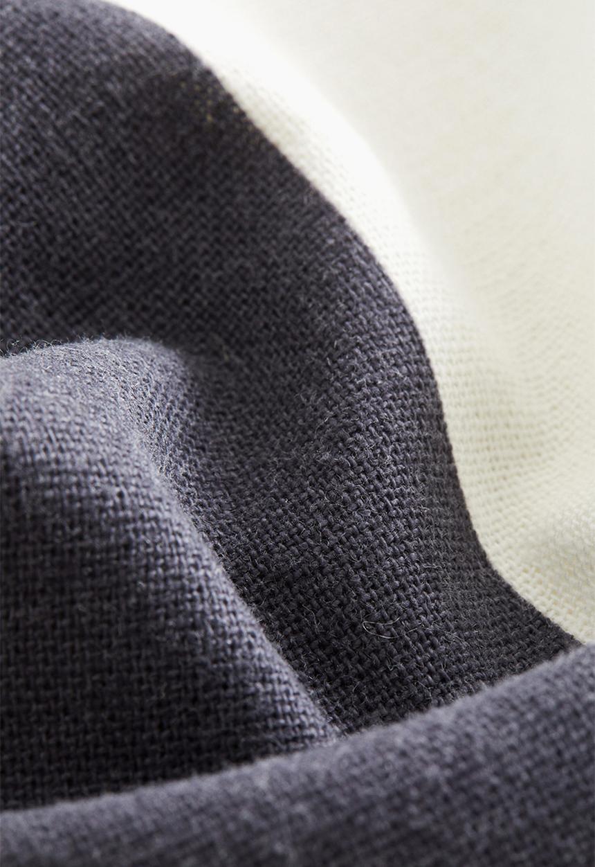 H&M - Linen-blend cushion cover - black/striped
