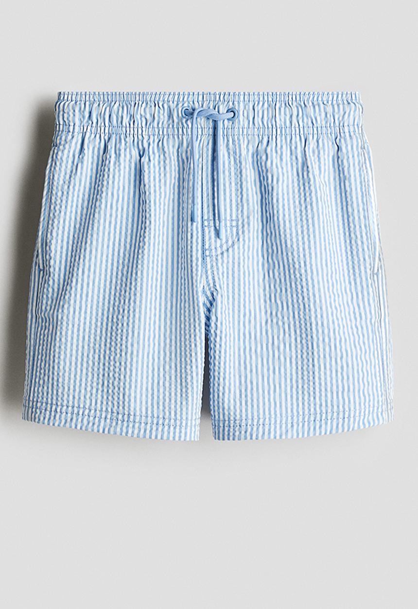 H&M - Seersucker swim shorts - light blue/striped 