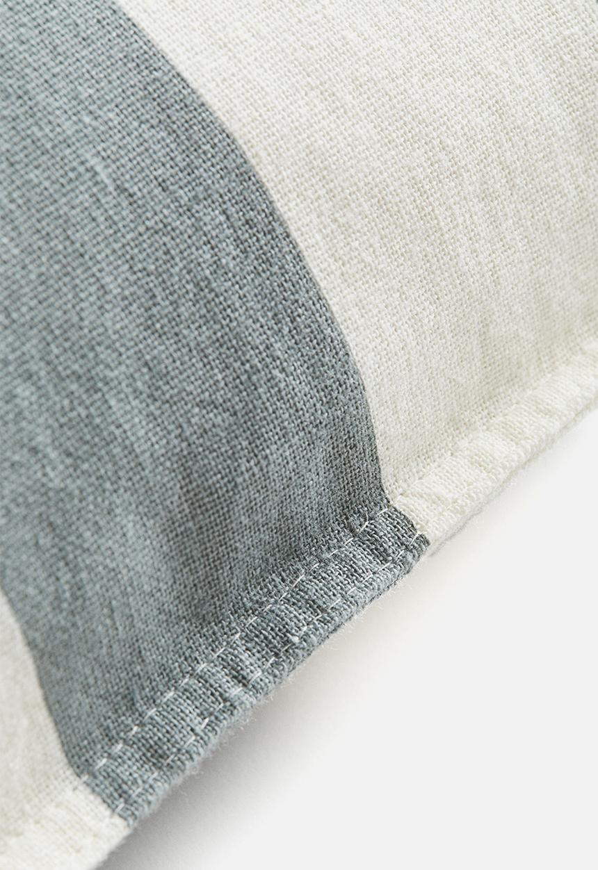 H&M - Linen-blend cushion cover - grey-green/striped