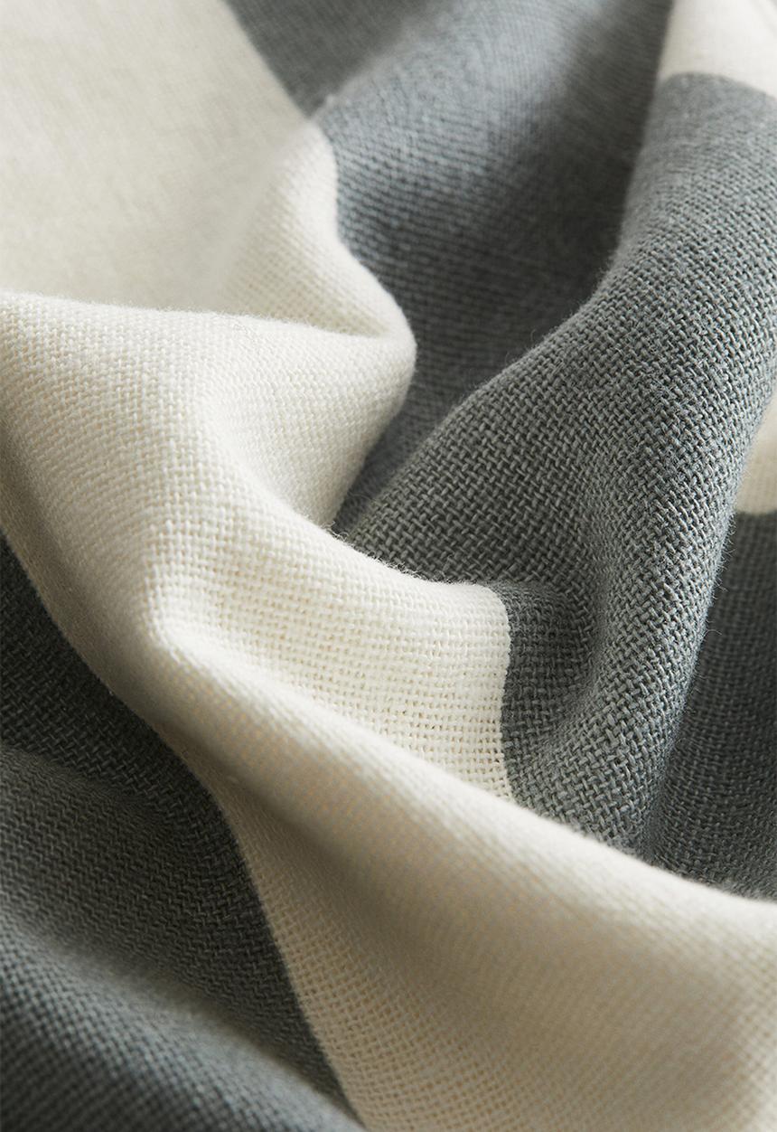H&M - Linen-blend cushion cover - grey-green/striped