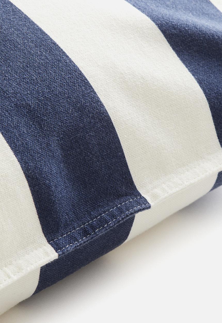 H&M - Linen-blend cushion cover - navy blue/striped 