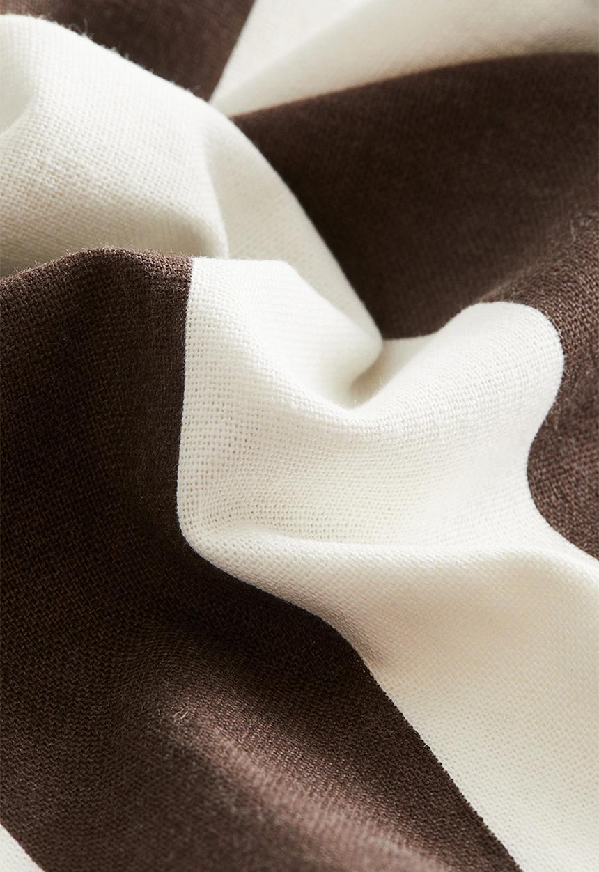 H&M - Linen-blend cushion cover - dark brown/striped