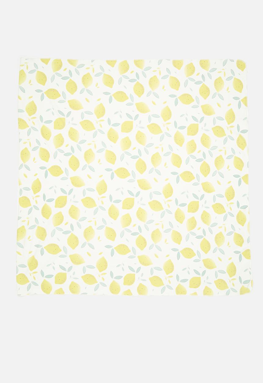 Pop Candy - Printed swaddle blanket - yellow & white