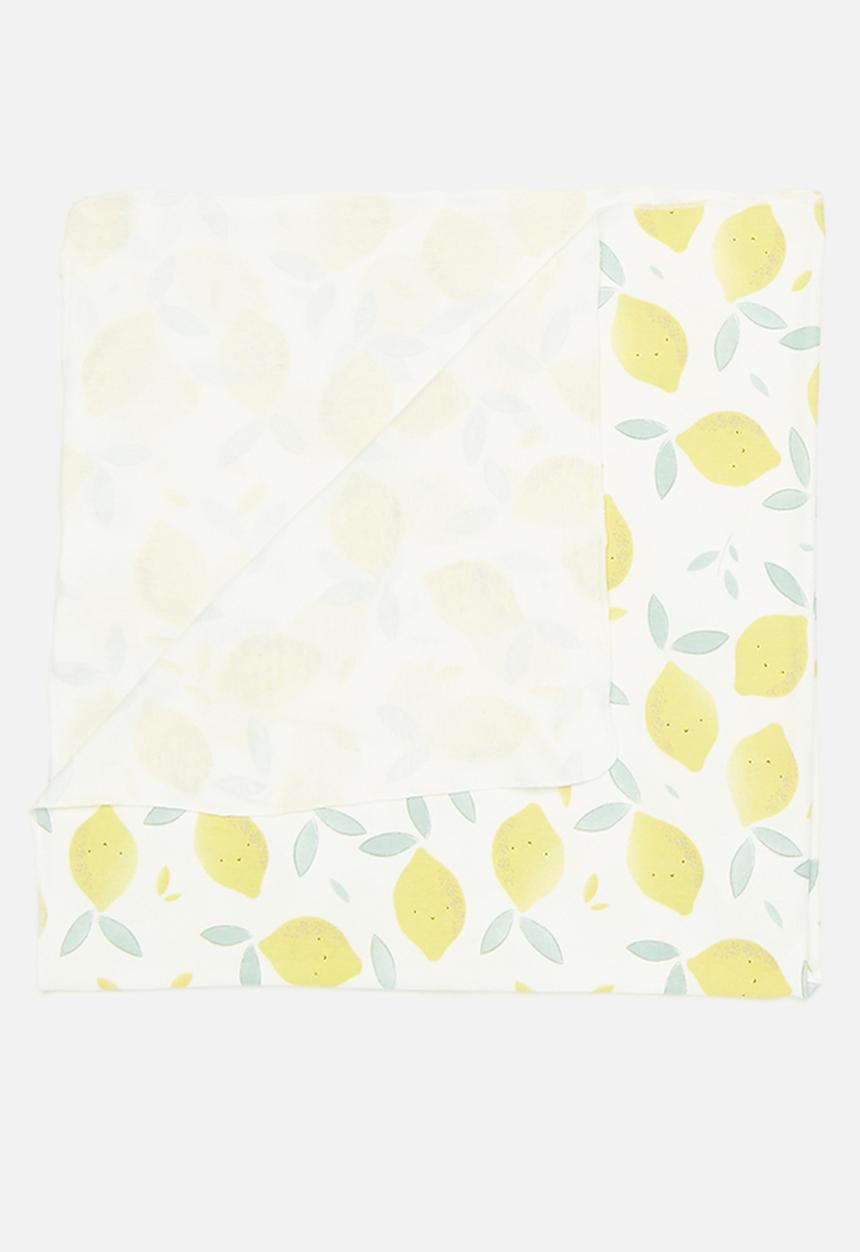 Pop Candy - Printed swaddle blanket - yellow & white