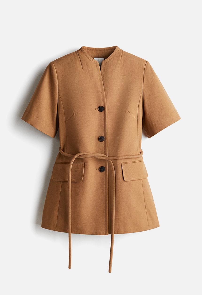 H&M - Short-sleeved jacket - dark beige