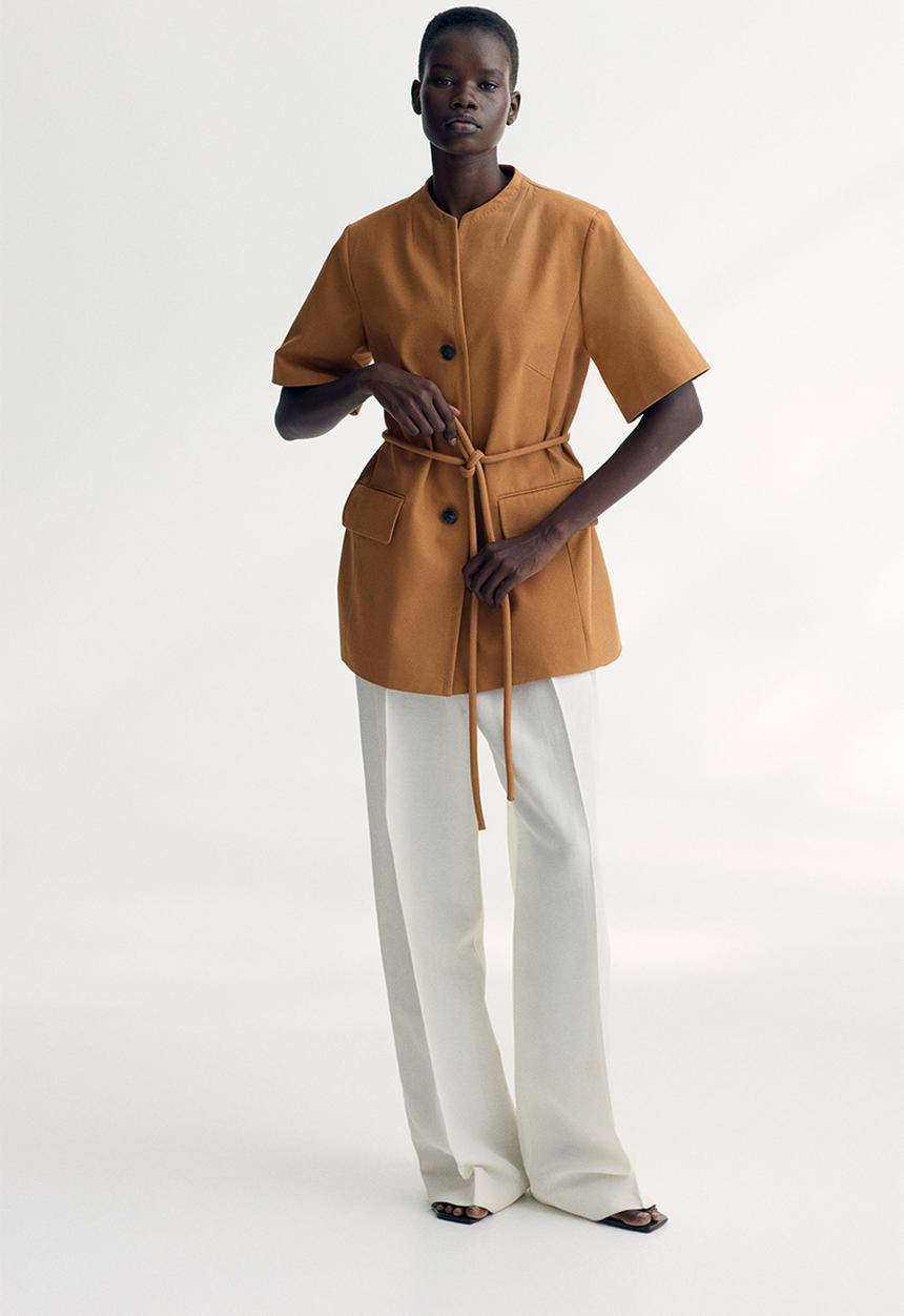 H&M - Short-sleeved jacket - dark beige