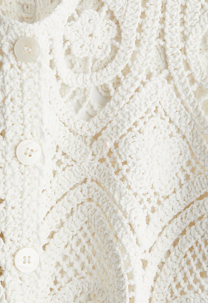 H&M - Crochet-look sweater vest - white