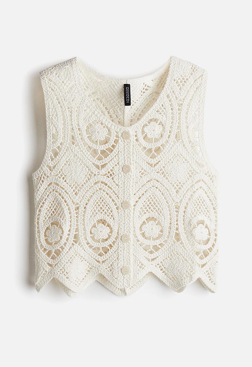 H&M - Crochet-look sweater vest - white