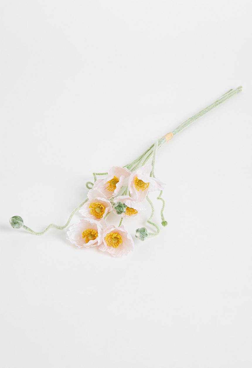 Silk By Design - Poppy flower & bud bundle spray - light pink
