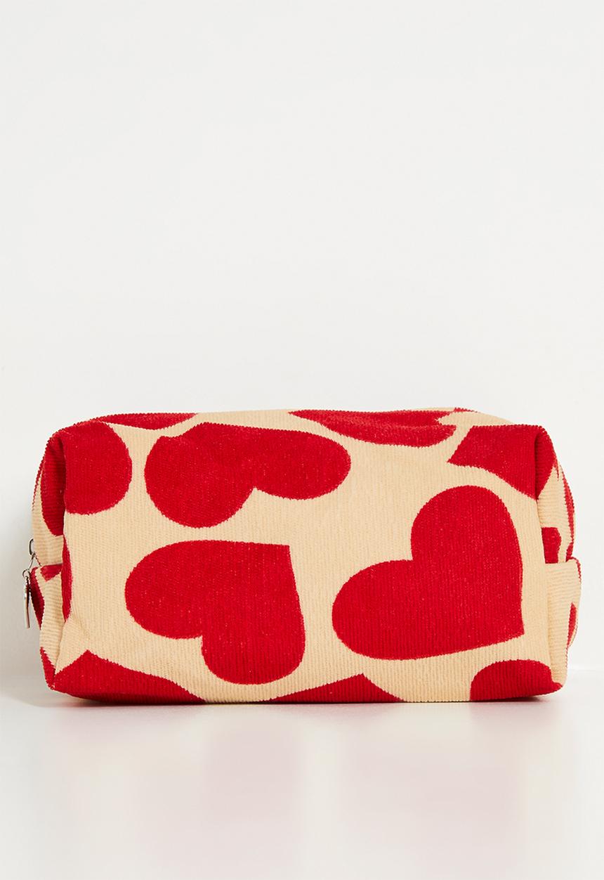 Pop Candy - Printed cosmetic bag -red and neutral
