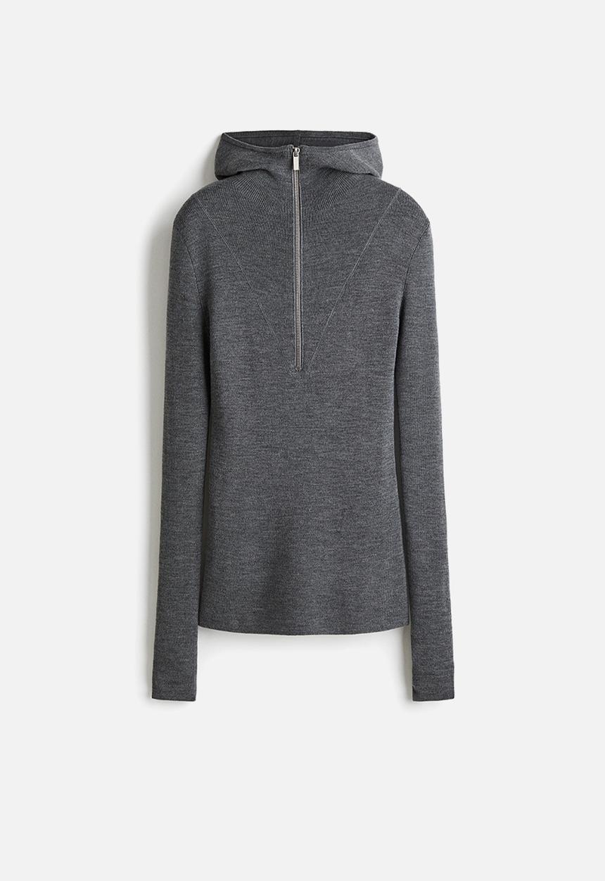 H&M - Merino wool hoodie - dark grey marl