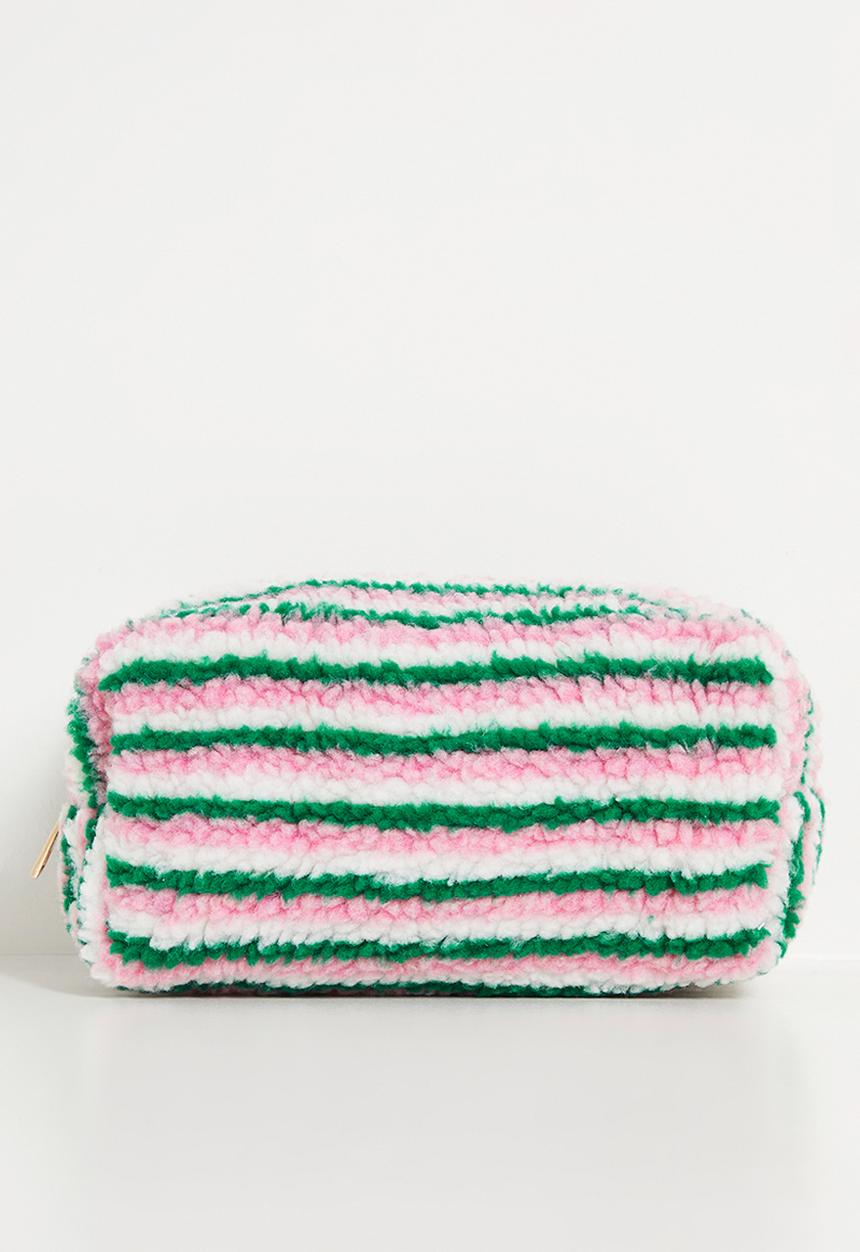 Pop Candy - Teddy fleece toiletry bag - pink/green/white