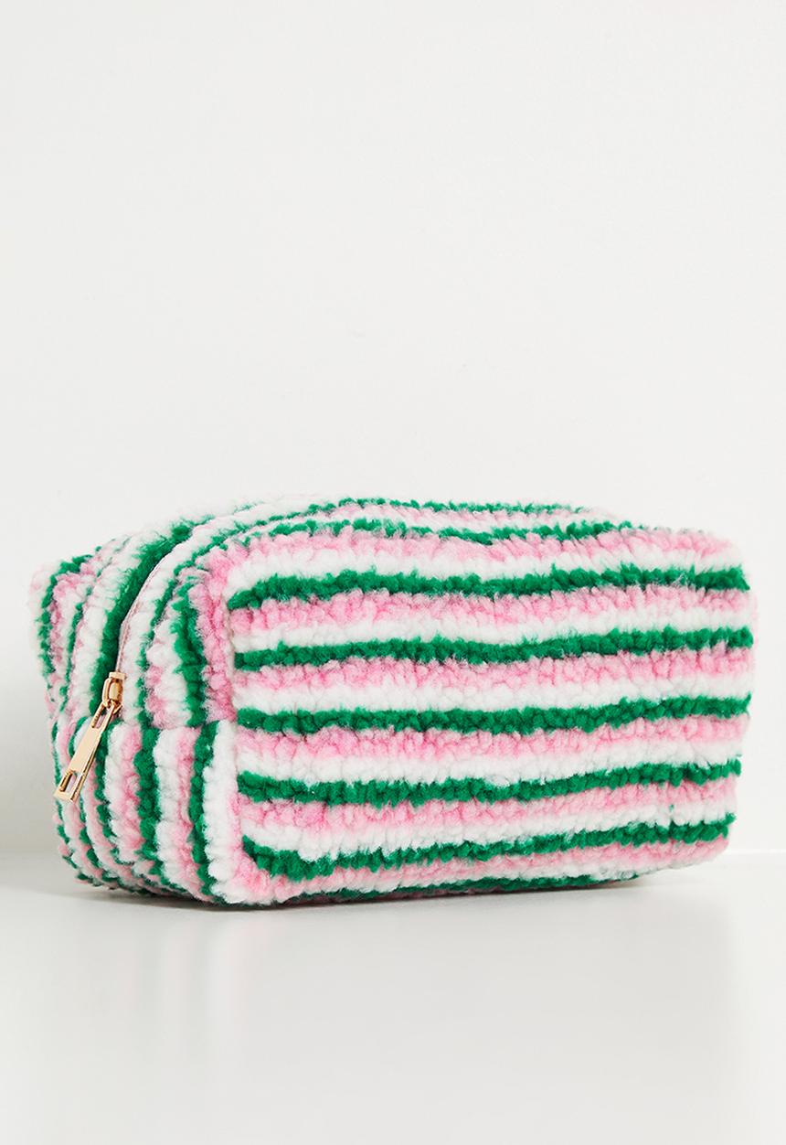 Pop Candy - Teddy fleece toiletry bag - pink/green/white