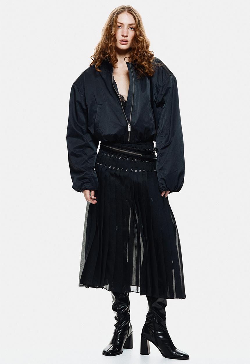 H&M - Eyelet-detail plissé skirt - black