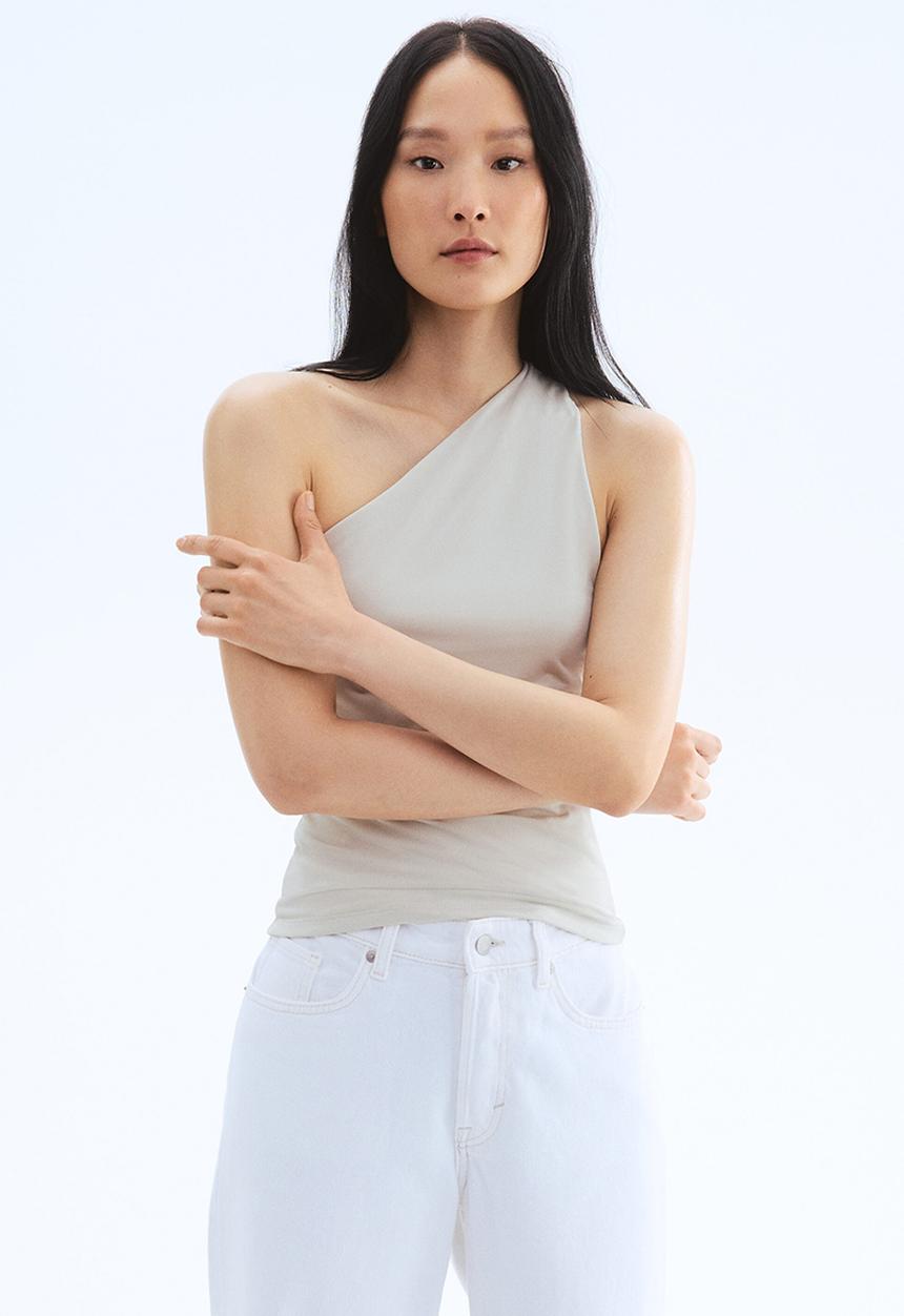 H&M - One-shoulder top - light beige