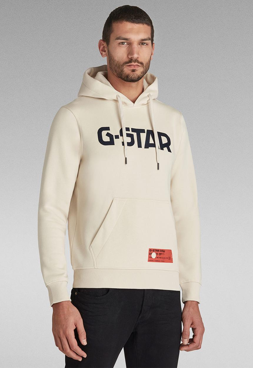 G-STAR - G-star hooded long sleeve sweat - whitebait