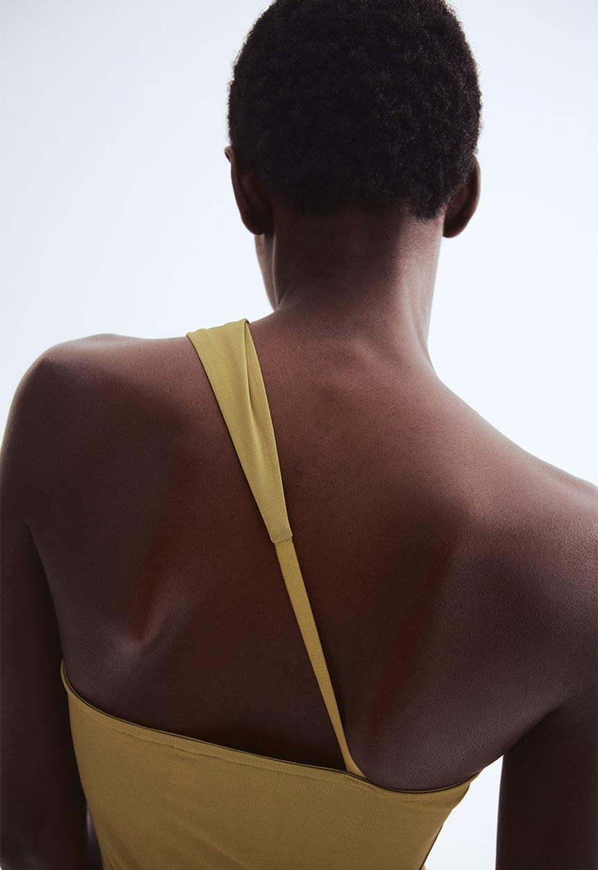 H&M - One-shoulder top - golden olive