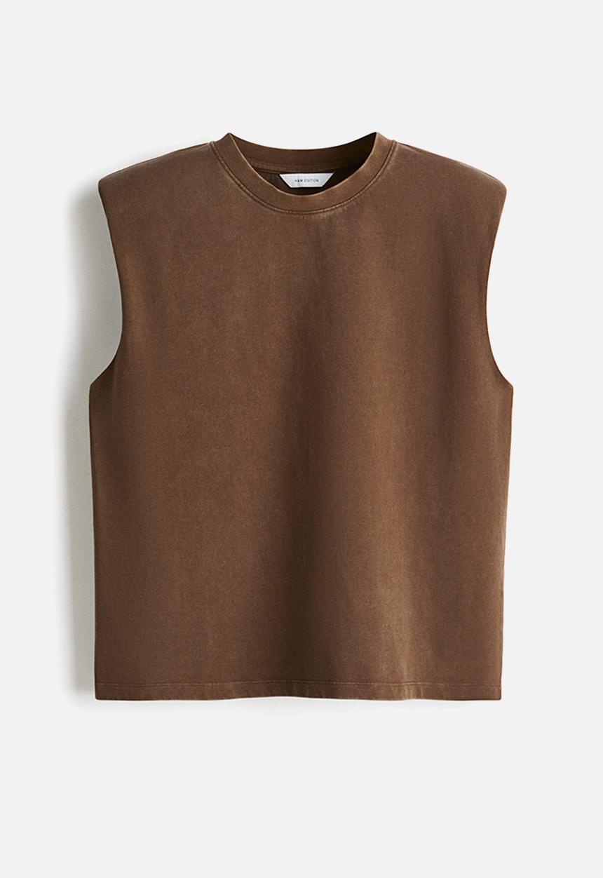 H&M - Shoulder-pad vest top - brown washed out