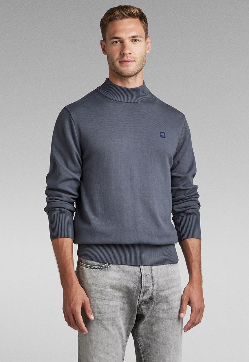 G-STAR - Premium core mock knit - medium blue
