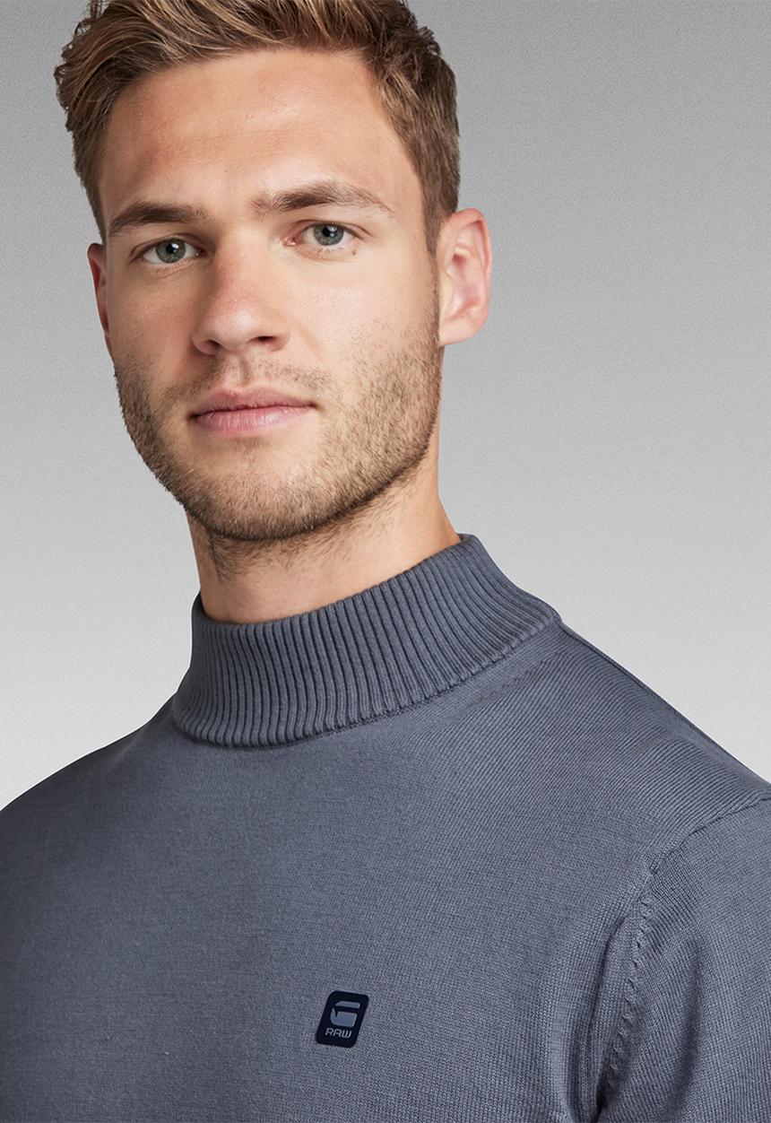 G-STAR - Premium core mock knit - medium blue