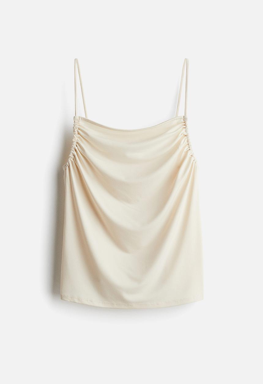 H&M - Ruched strappy top - cream 