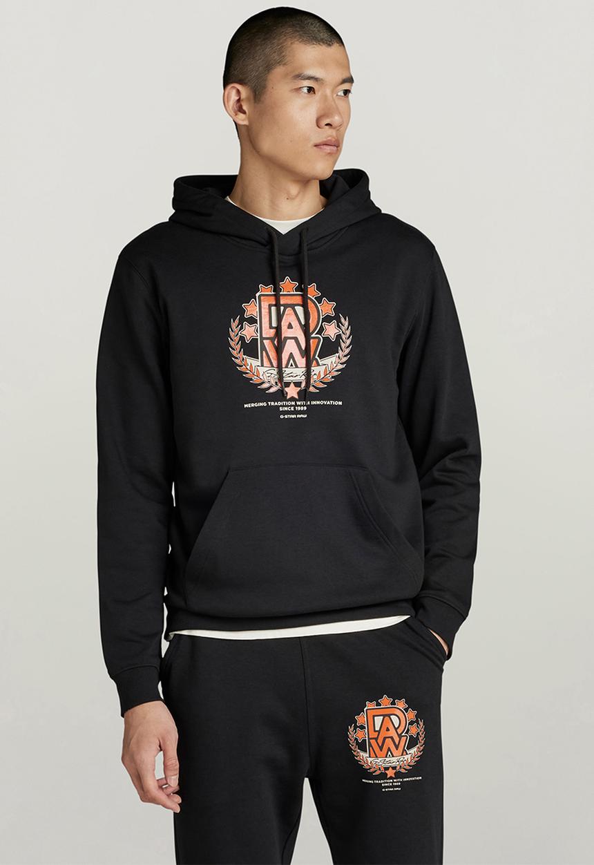 G-STAR - Royal varsity hooded sweater - black
