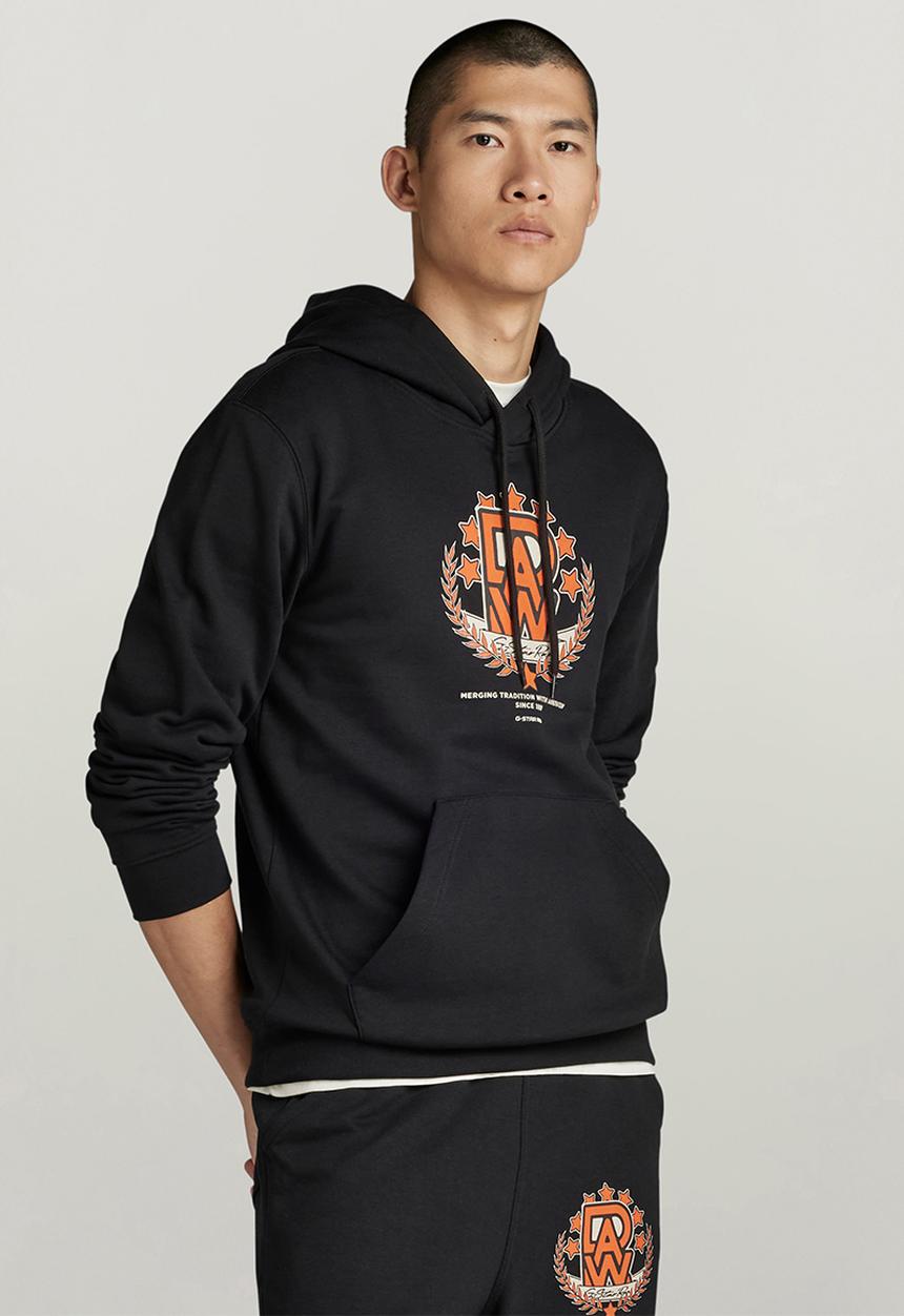 G-STAR - Royal varsity hooded sweater - black
