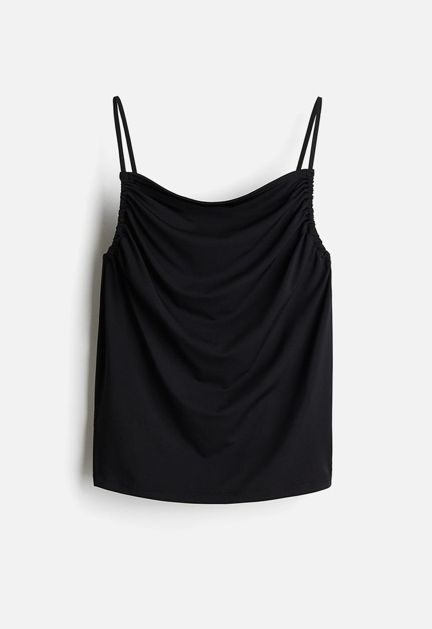 H&M - Ruched strappy top - black