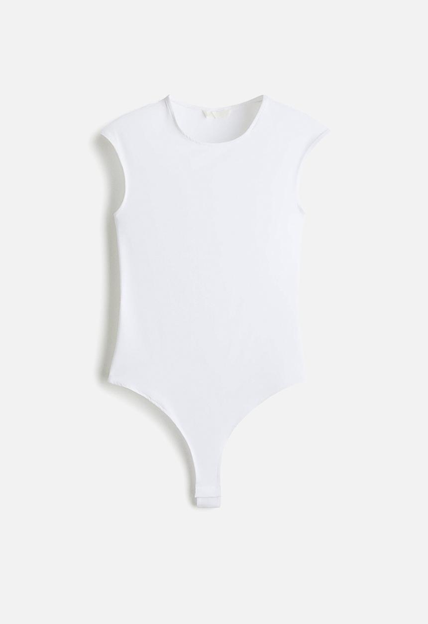 H&M - Cap-sleeved microfibre body - white