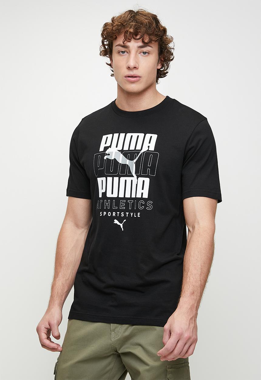 PUMA - Graphic Stacked Graphic Tee - puma Black