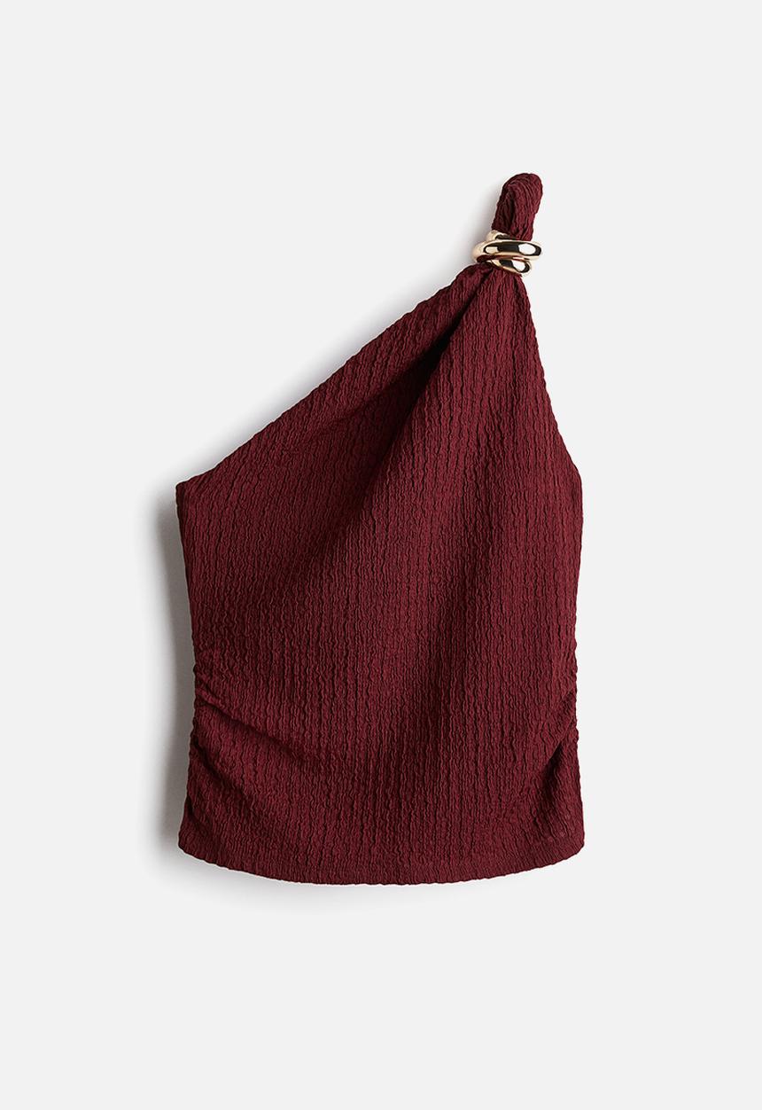 H&M - One-shoulder top - burgundy