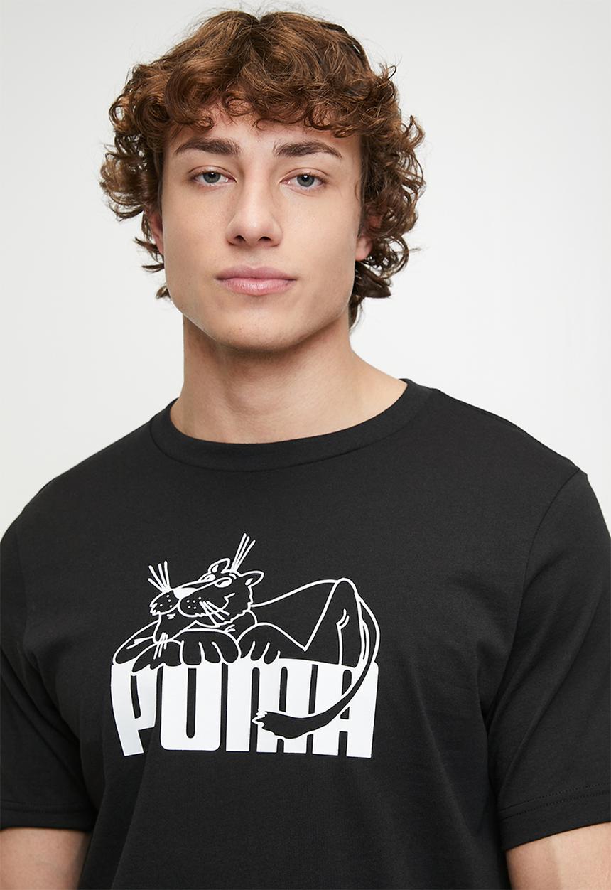 PUMA - Graphic Super Puma Tee - Puma Black